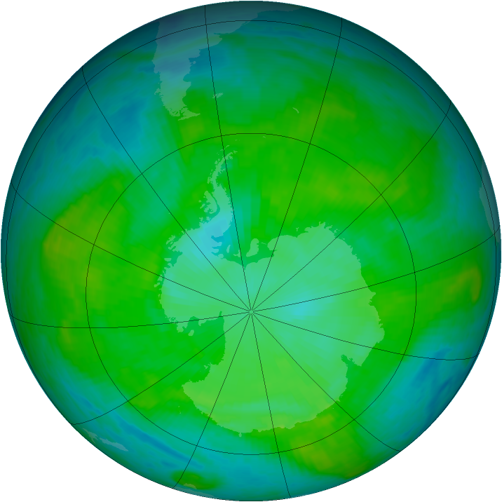 Antarctic ozone map for 08 January 1987